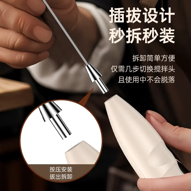 White Electric Milk Frother with Strong Power - Image 23