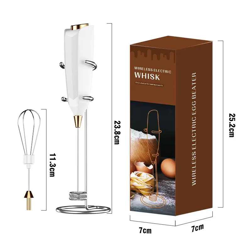 White Electric Milk Frother with Strong Power - Image 15