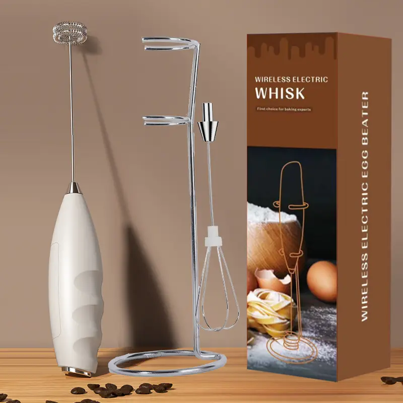White Electric Milk Frother with Strong Power - Image 8