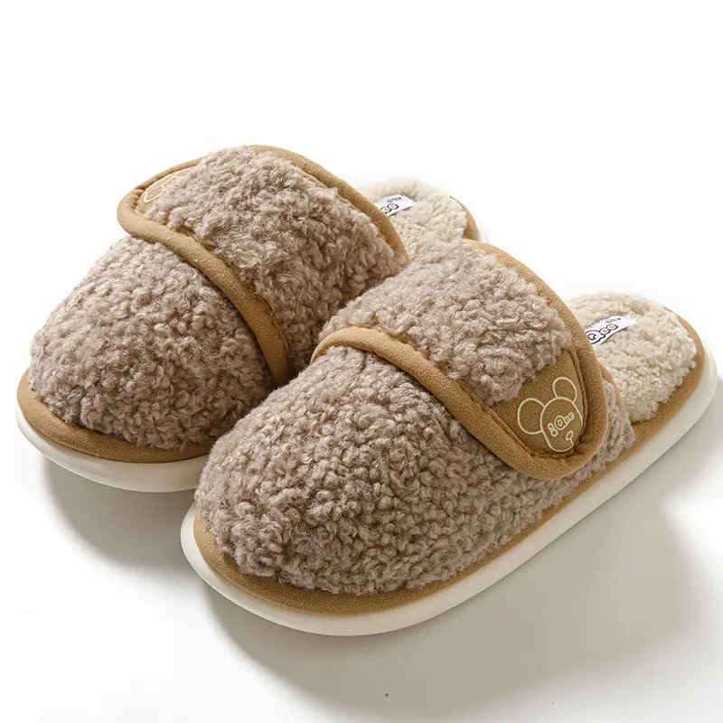 Mao Mao slippers women's outdoor wear autumn and winter new indoor home thick bottom step excrement feeling fleece-lined warm non-slip cotton slippers
