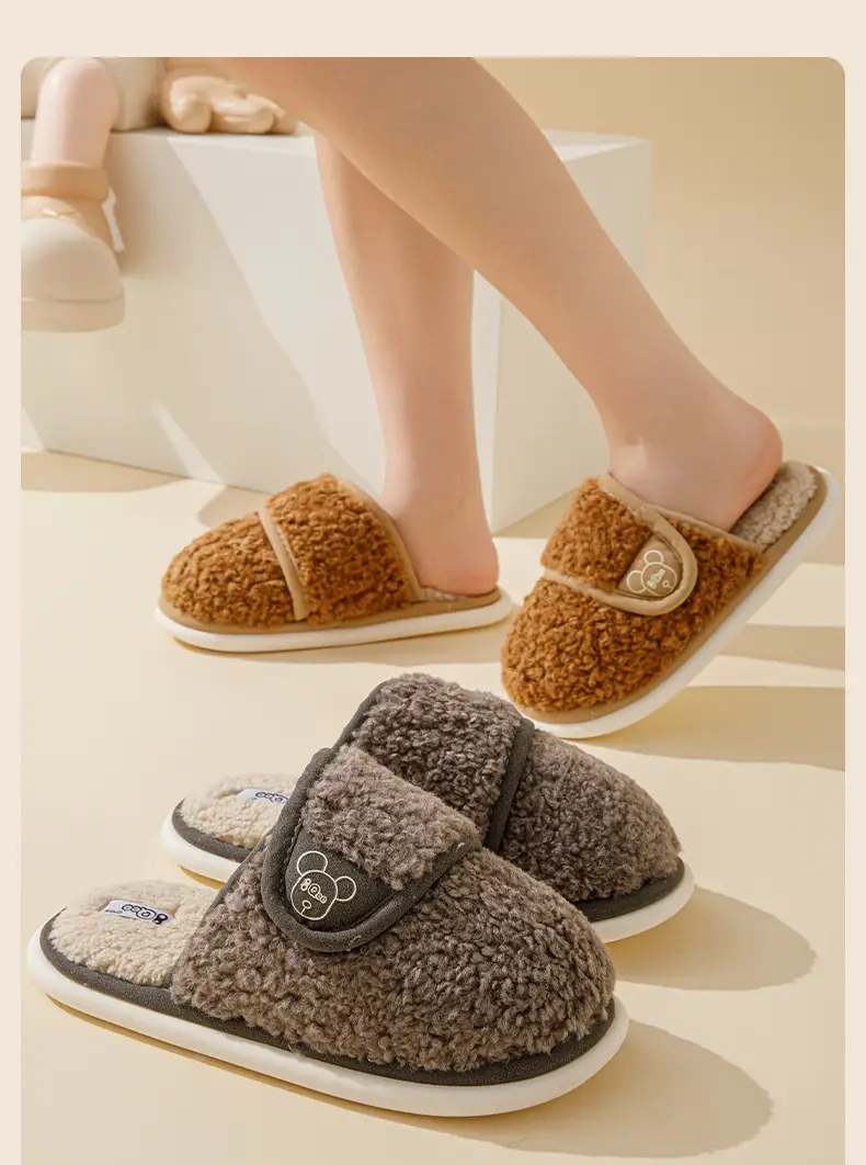 Mao Mao slippers women's outdoor wear autumn and winter new indoor home thick bottom step excrement feeling fleece-lined warm non-slip cotton slippers — feature 19