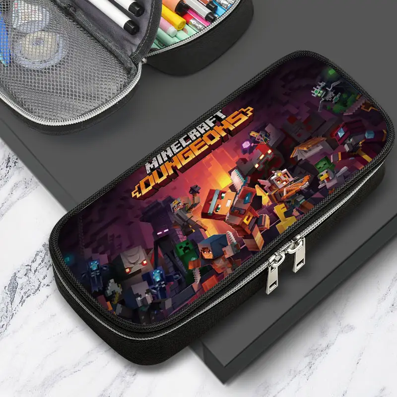Cross-border factory wholesale my world game student large capacity pencil case stationery bag wilderness pencil case
