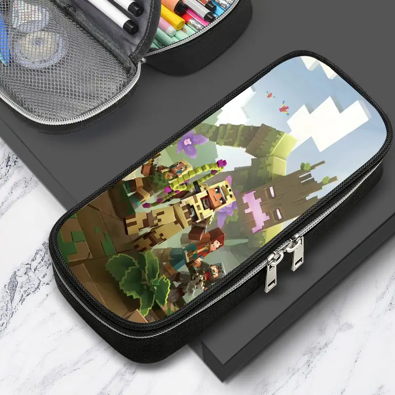 Cross-border factory wholesale my world game student large capacity pencil case stationery bag wilderness pencil case