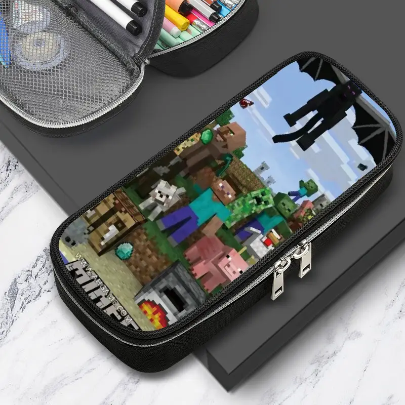 Cross-border factory wholesale my world game student large capacity pencil case stationery bag wilderness pencil case