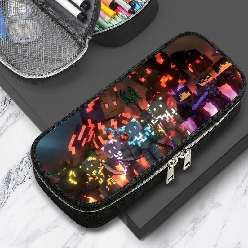 Cross-border factory wholesale my world game student large capacity pencil case stationery bag wilderness pencil case