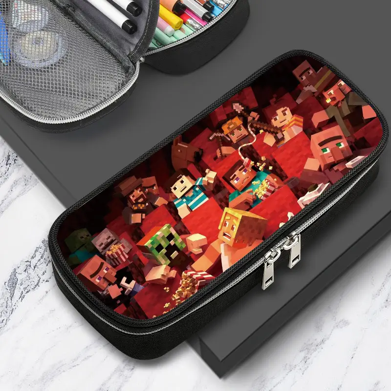 Cross-border factory wholesale my world game student large capacity pencil case stationery bag wilderness pencil case