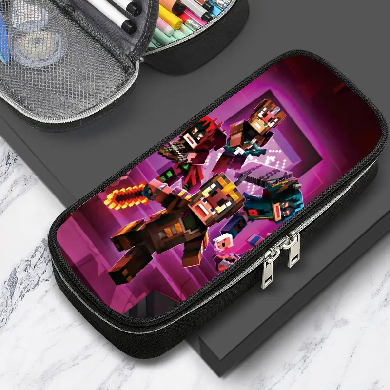 Cross-border factory wholesale my world game student large capacity pencil case stationery bag wilderness pencil case