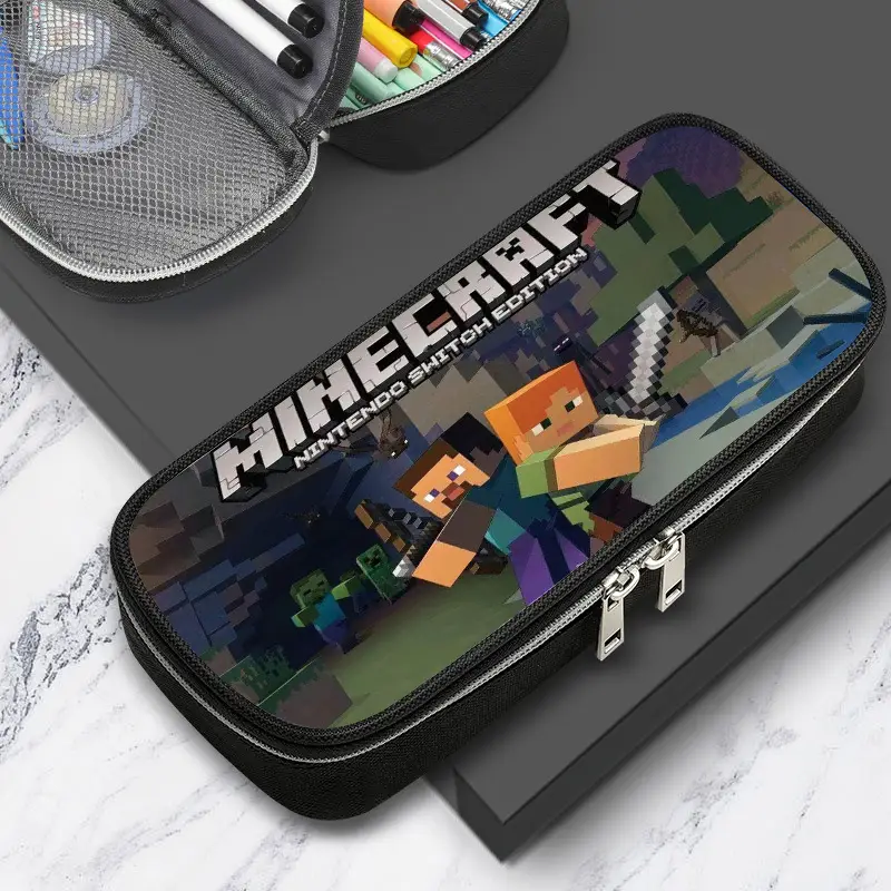 Cross-border factory wholesale my world game student large capacity pencil case stationery bag wilderness pencil case
