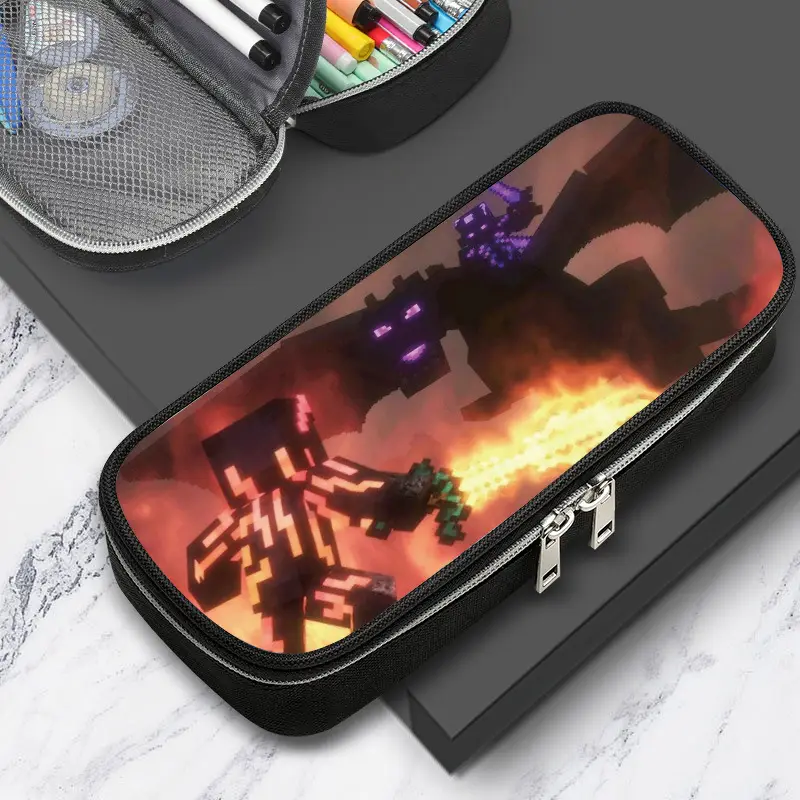 Cross-border factory wholesale my world game student large capacity pencil case stationery bag wilderness pencil case