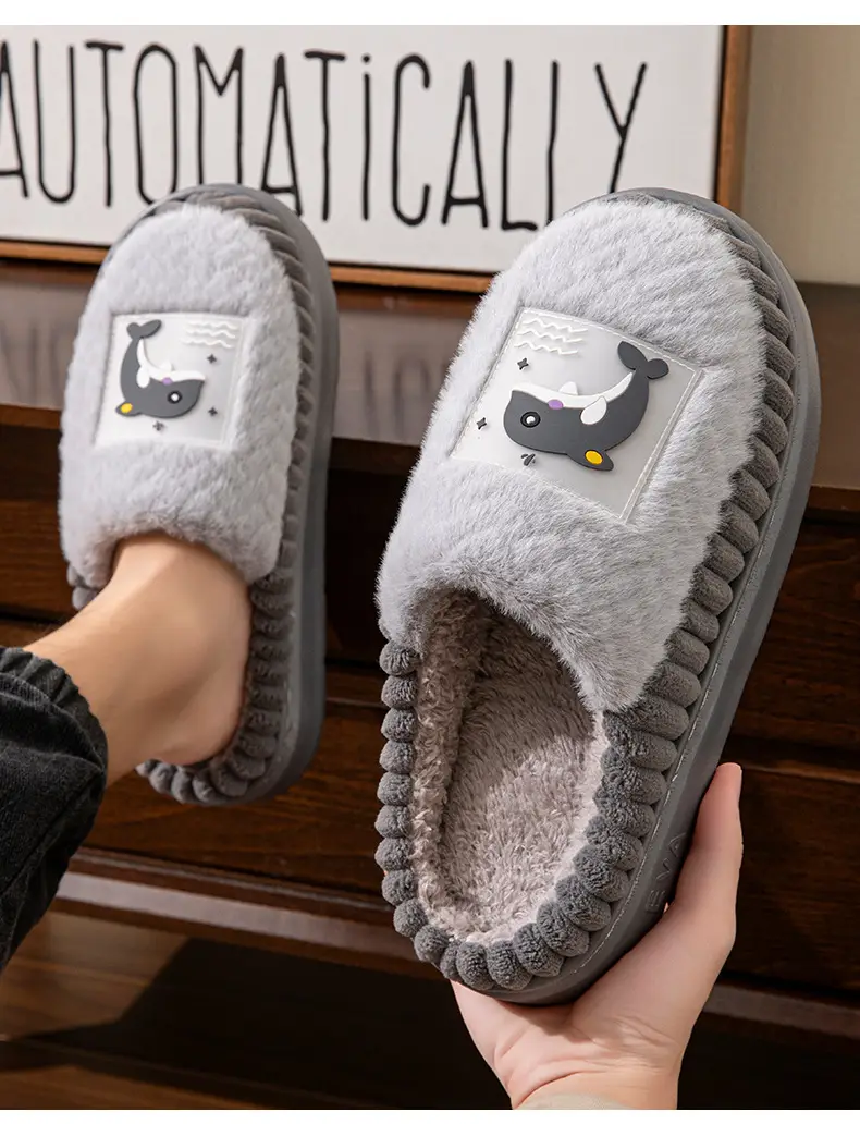 Men's cotton slippers winter plus size winter warm indoor home wool slippers non-slip simple couple cotton shoes women — feature 16