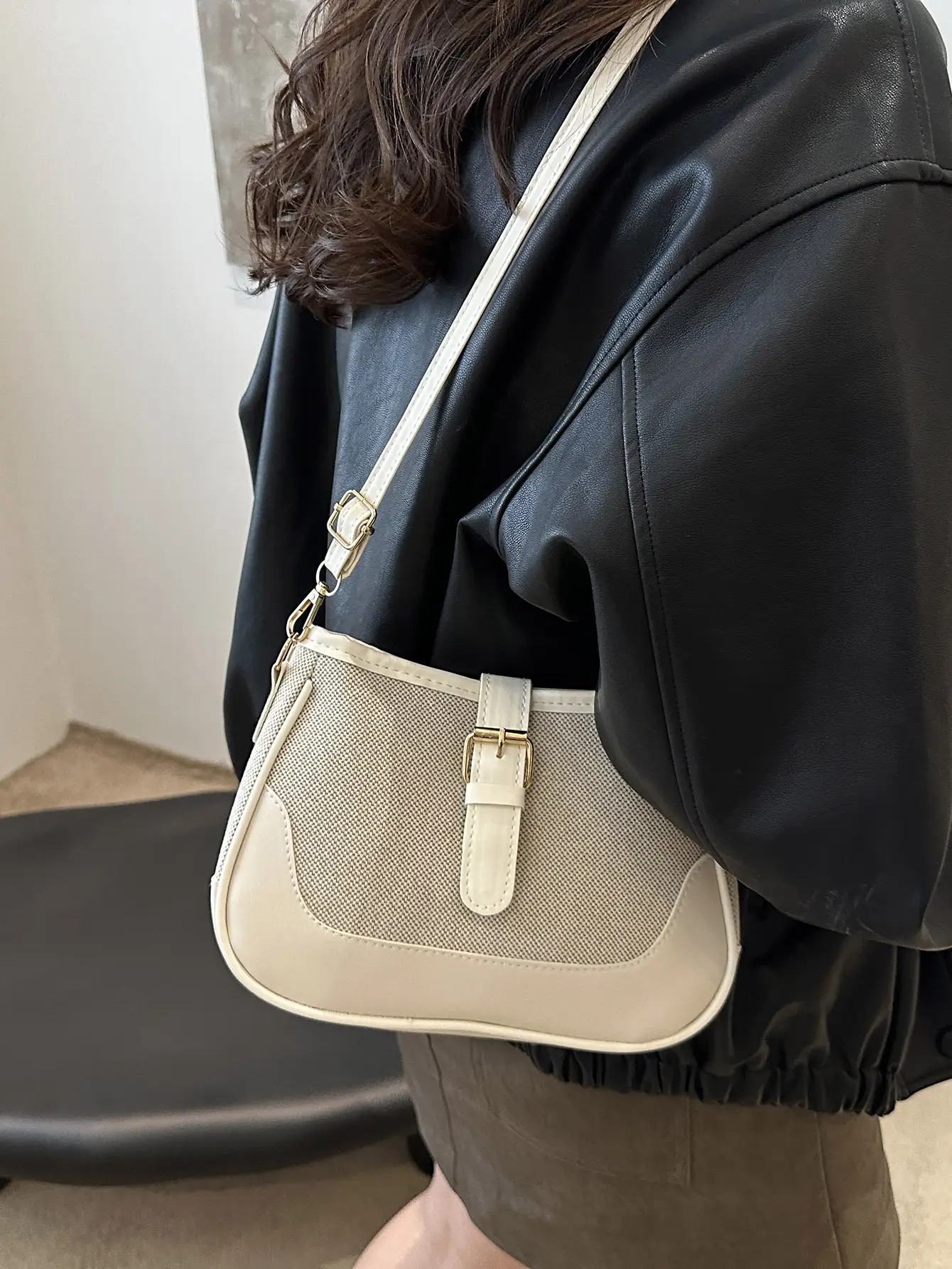 Underarm Bag Women's Shoulder Crossbody Light Grey - Image 7