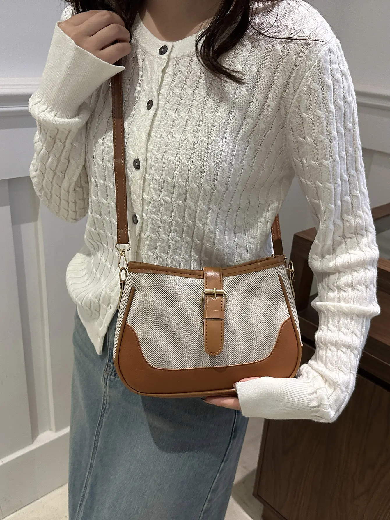 Underarm Bag Women's Shoulder Crossbody Light Grey - Image 8