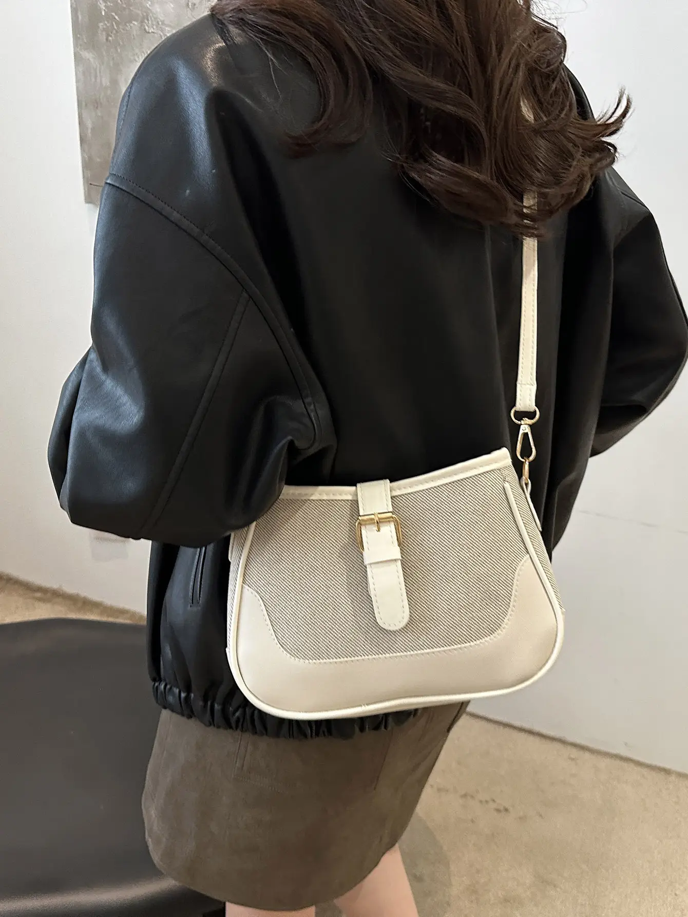 Underarm Bag Women's Shoulder Crossbody Light Grey - Image 9