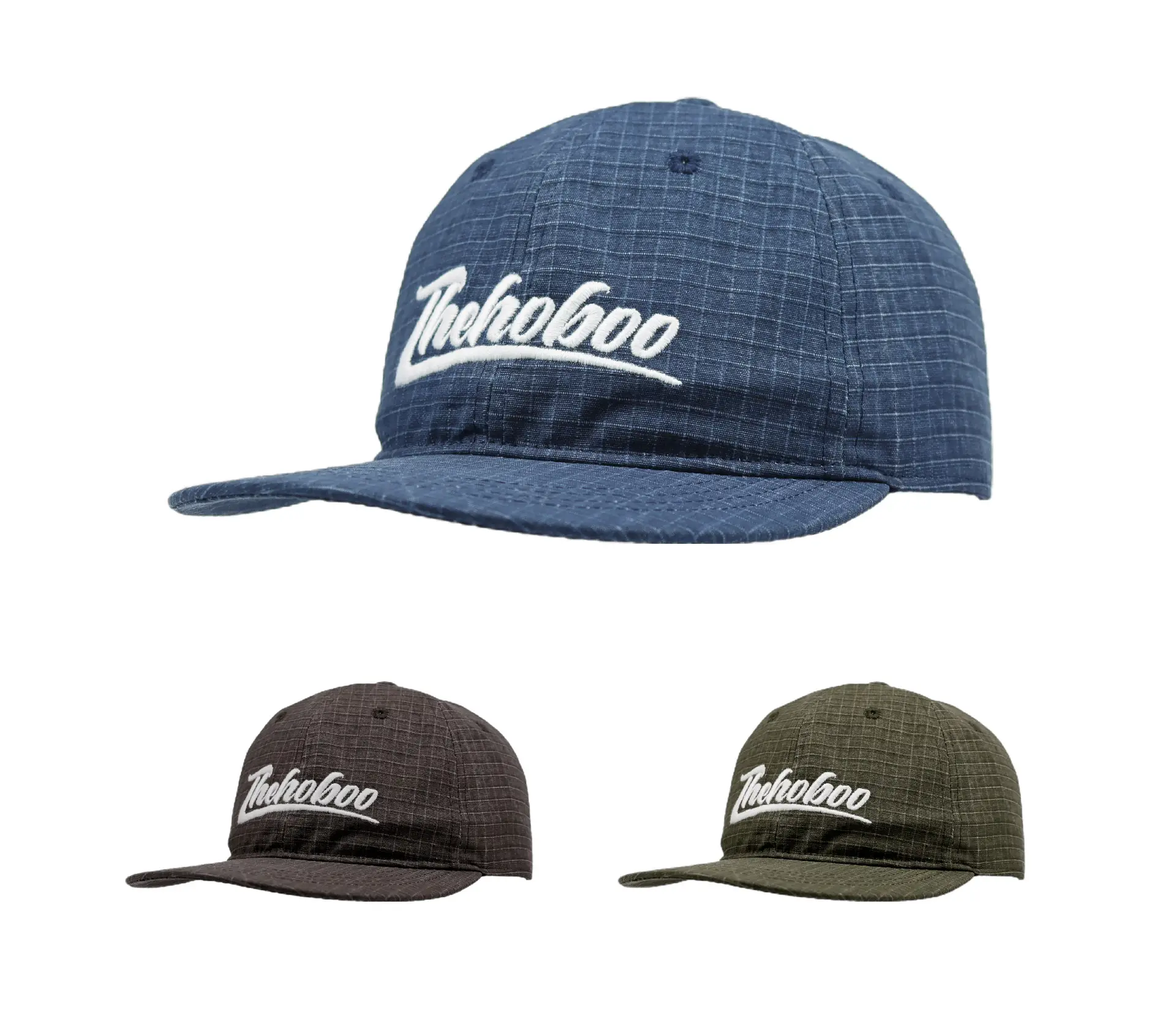 Japanese Style Plaid Sunscreen Hat for Men Women Blue — feature 3