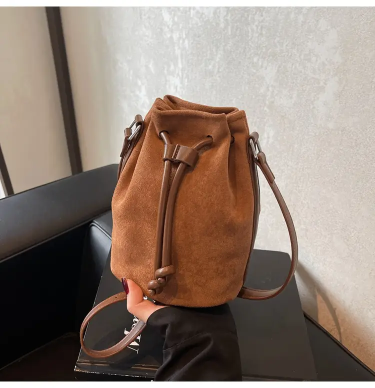 2024 Winter Suede Retro Bucket Bag with Crossbody Strap — feature 10