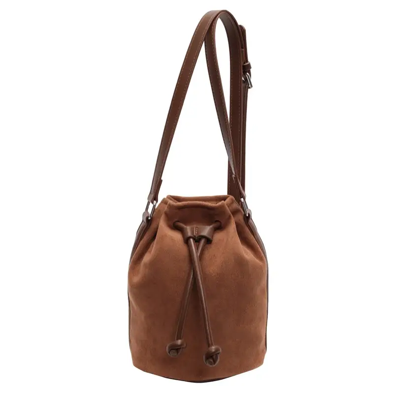 2024 Winter Suede Retro Bucket Bag with Crossbody Strap - Image 2