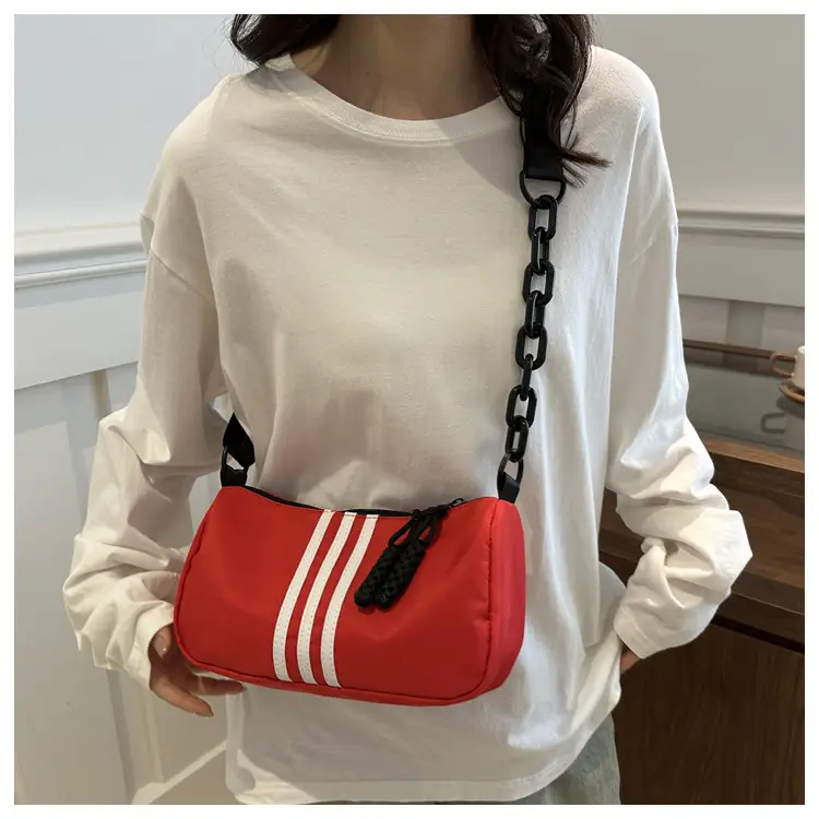 Women's Red 3-Strip Stitched Shoulder Bag