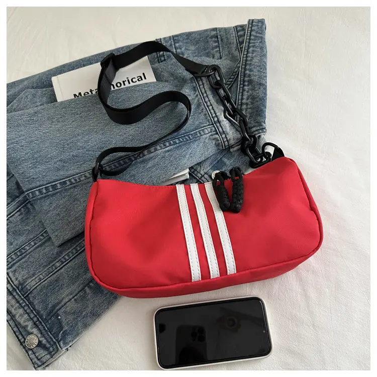Women's Red 3-Strip Stitched Shoulder Bag