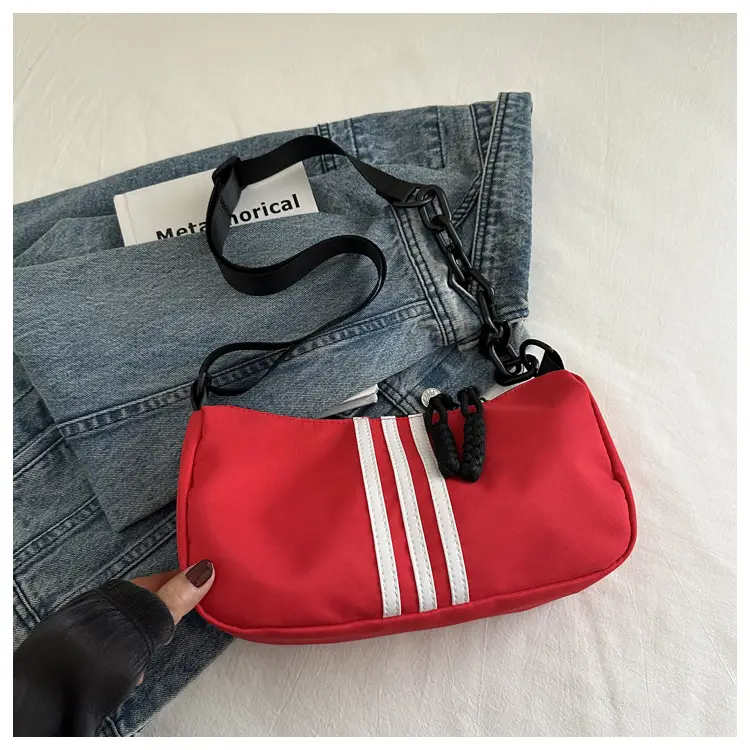 Women's Red 3-Strip Stitched Shoulder Bag — feature 11