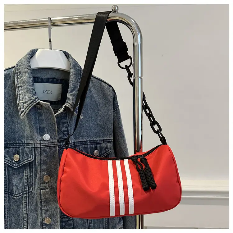 Women's Red 3-Strip Stitched Shoulder Bag — feature 12