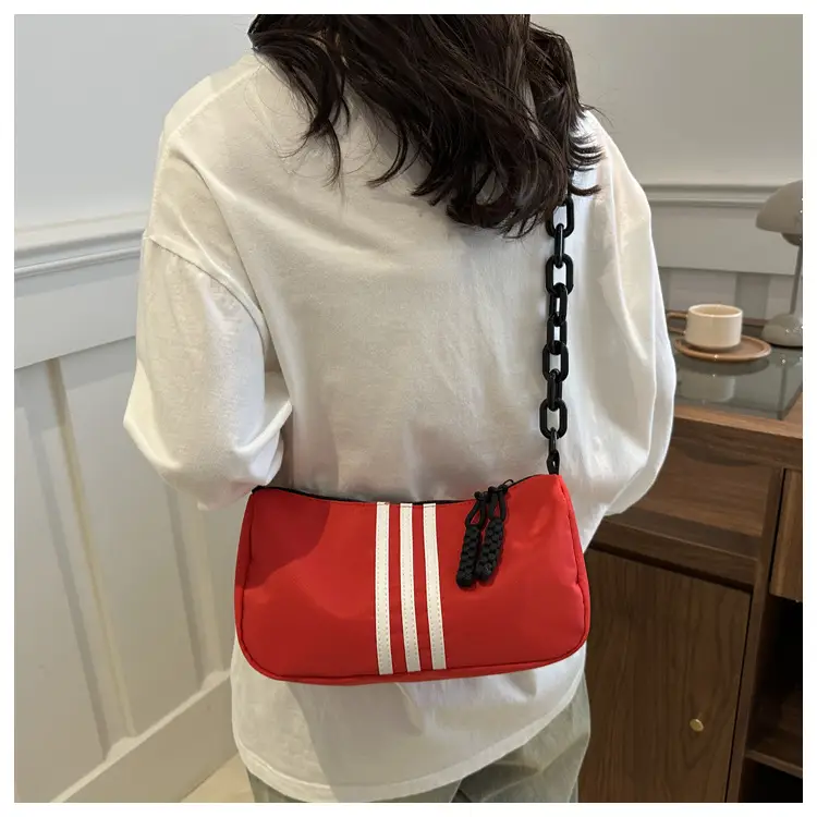 Women's Red 3-Strip Stitched Shoulder Bag — feature 23