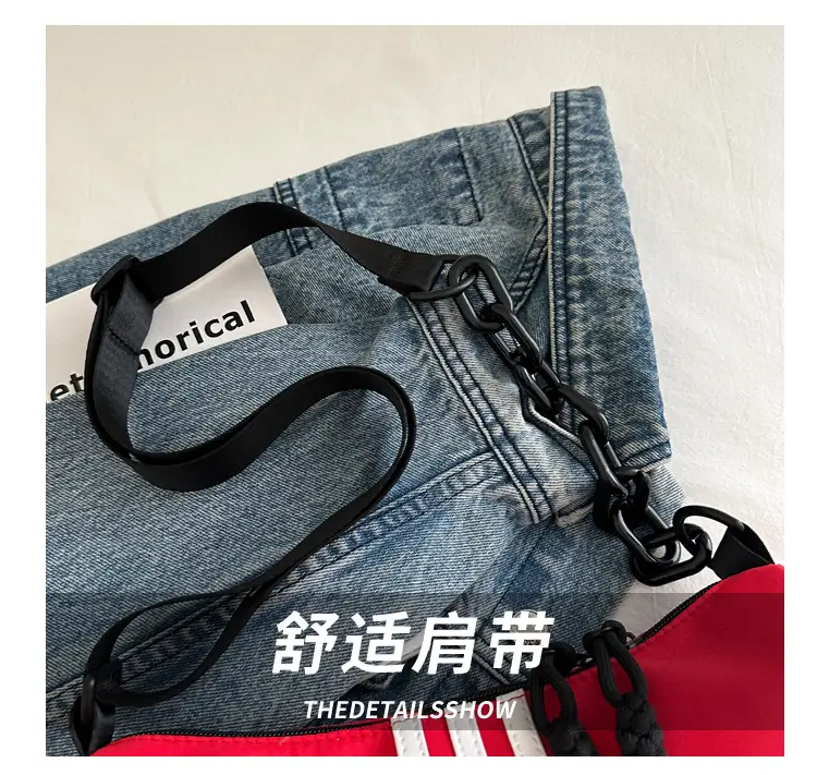 Women's Red 3-Strip Stitched Shoulder Bag — feature 4