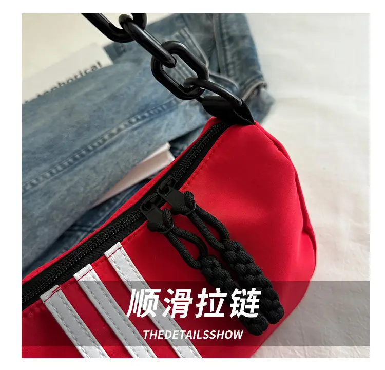 Women's Red 3-Strip Stitched Shoulder Bag — feature 5