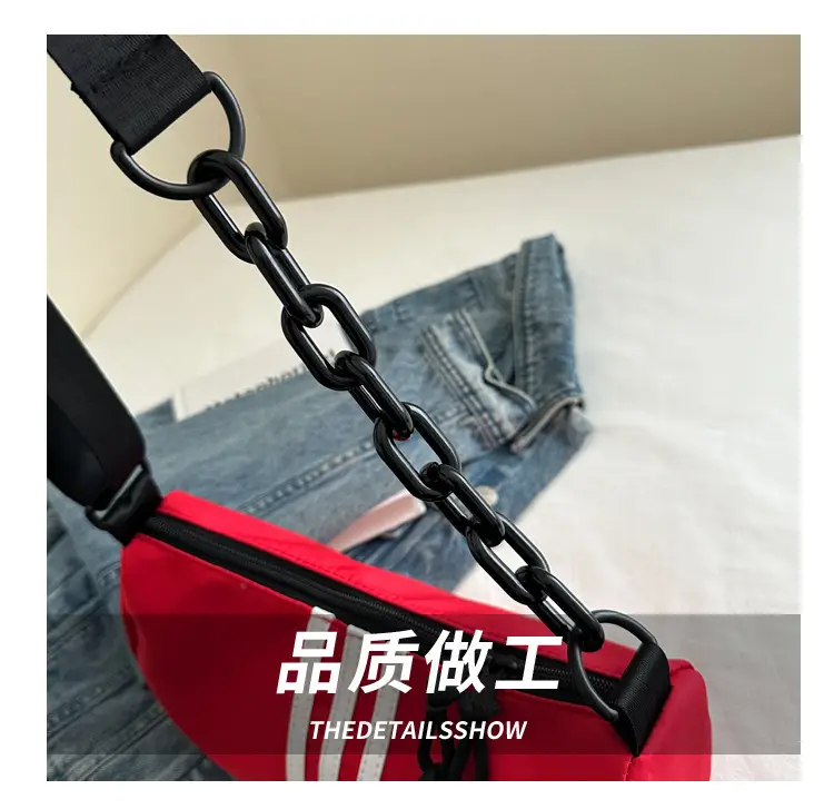 Women's Red 3-Strip Stitched Shoulder Bag — feature 6