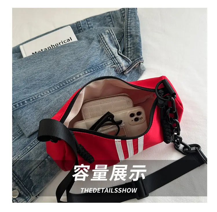 Women's Red 3-Strip Stitched Shoulder Bag — feature 7