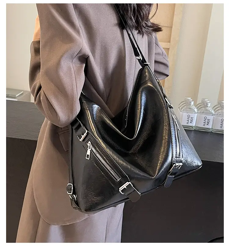 Black Korean Style Shoulder Bag Women 2024 PU Tote — feature 2
