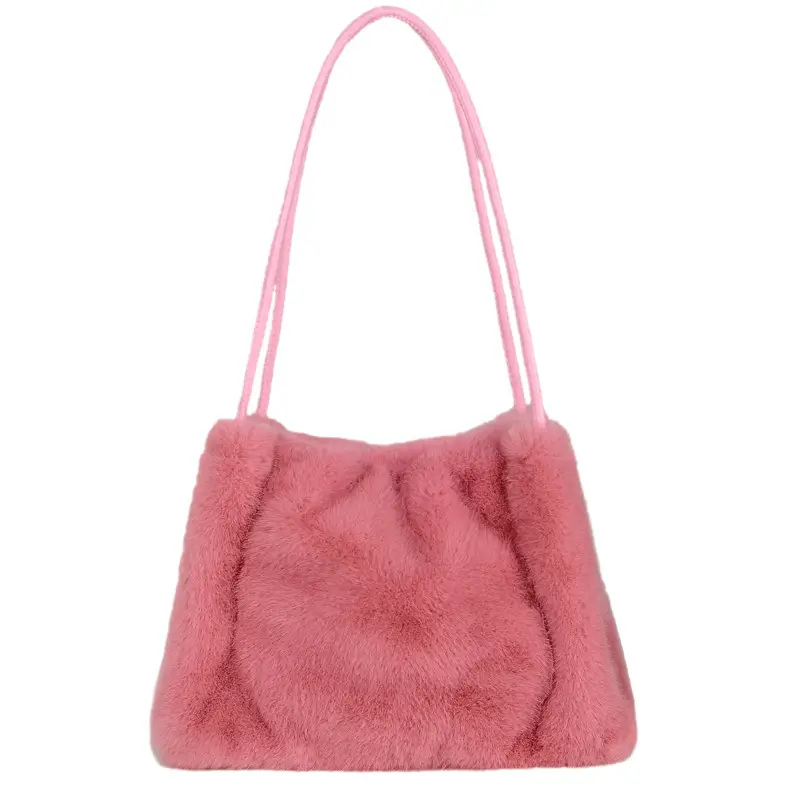 Black Plush Shoulder Bag Women Autumn Winter 2024 - Image 11