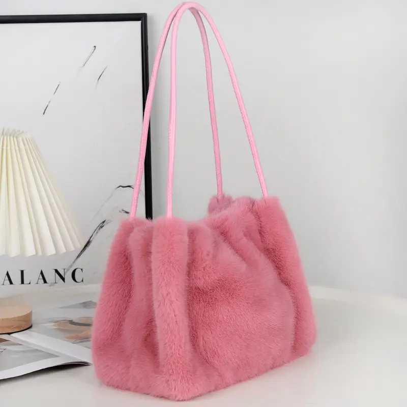Black Plush Shoulder Bag Women Autumn Winter 2024 — feature 7