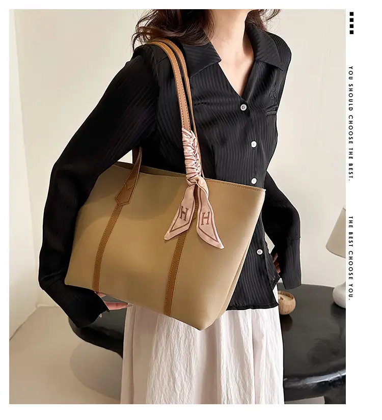 Black Korean Style Ribbon Tote Bag for Women — feature 2