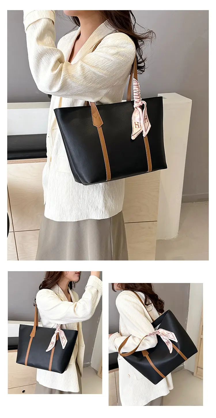 Black Korean Style Ribbon Tote Bag for Women — feature 36