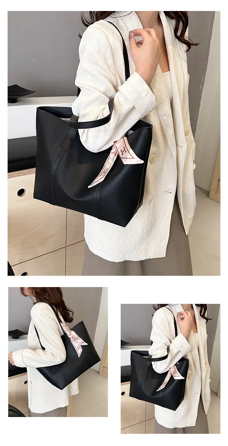 Black Korean Style Ribbon Tote Bag for Women — feature 37