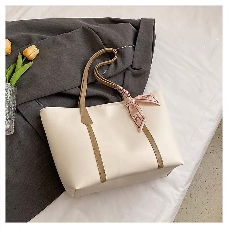 Black Korean Style Ribbon Tote Bag for Women - Image 5