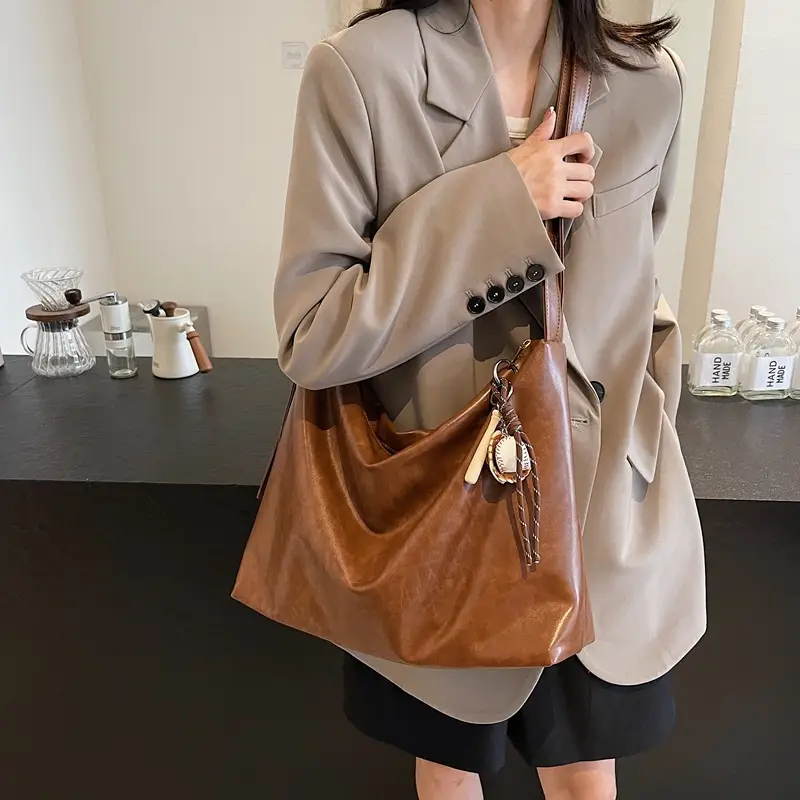 Vintage Brown Tote Bag for Women Large Capacity 2024 - Image 8