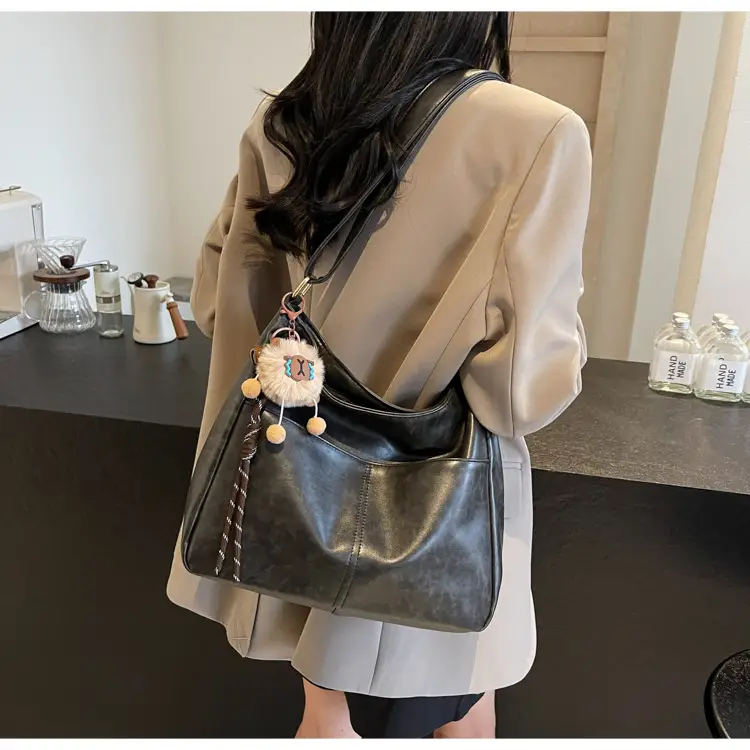 Women's Retro Brown Tote Bag with Crossbody Strap — feature 12