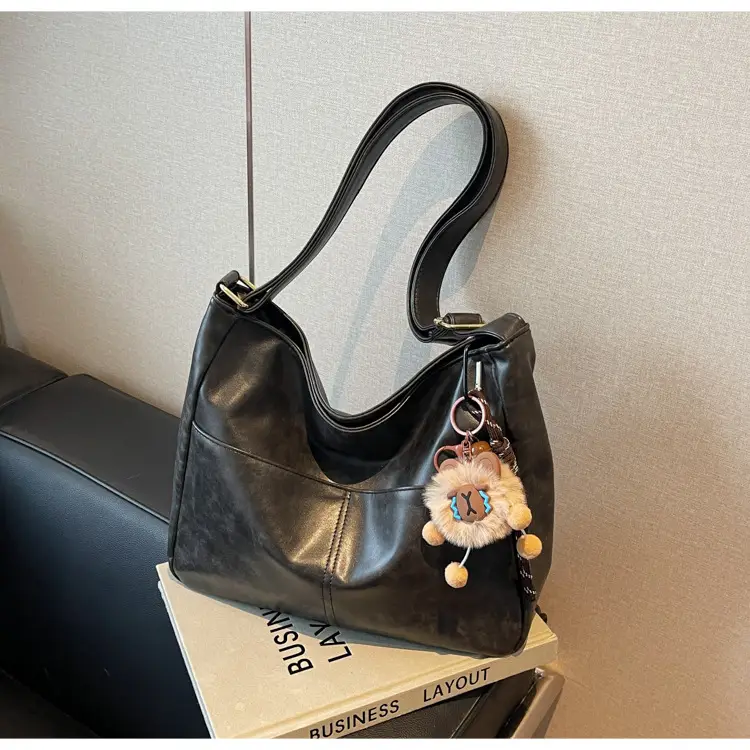 Women's Retro Brown Tote Bag with Crossbody Strap — feature 28