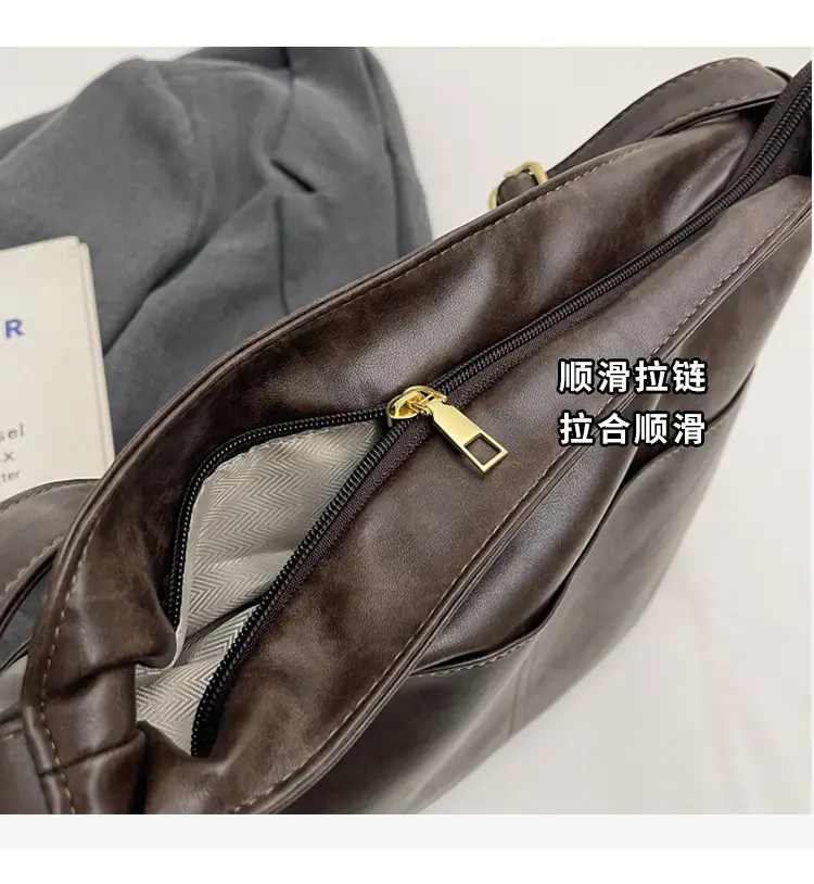 Women's Retro Brown Tote Bag with Crossbody Strap — feature 4