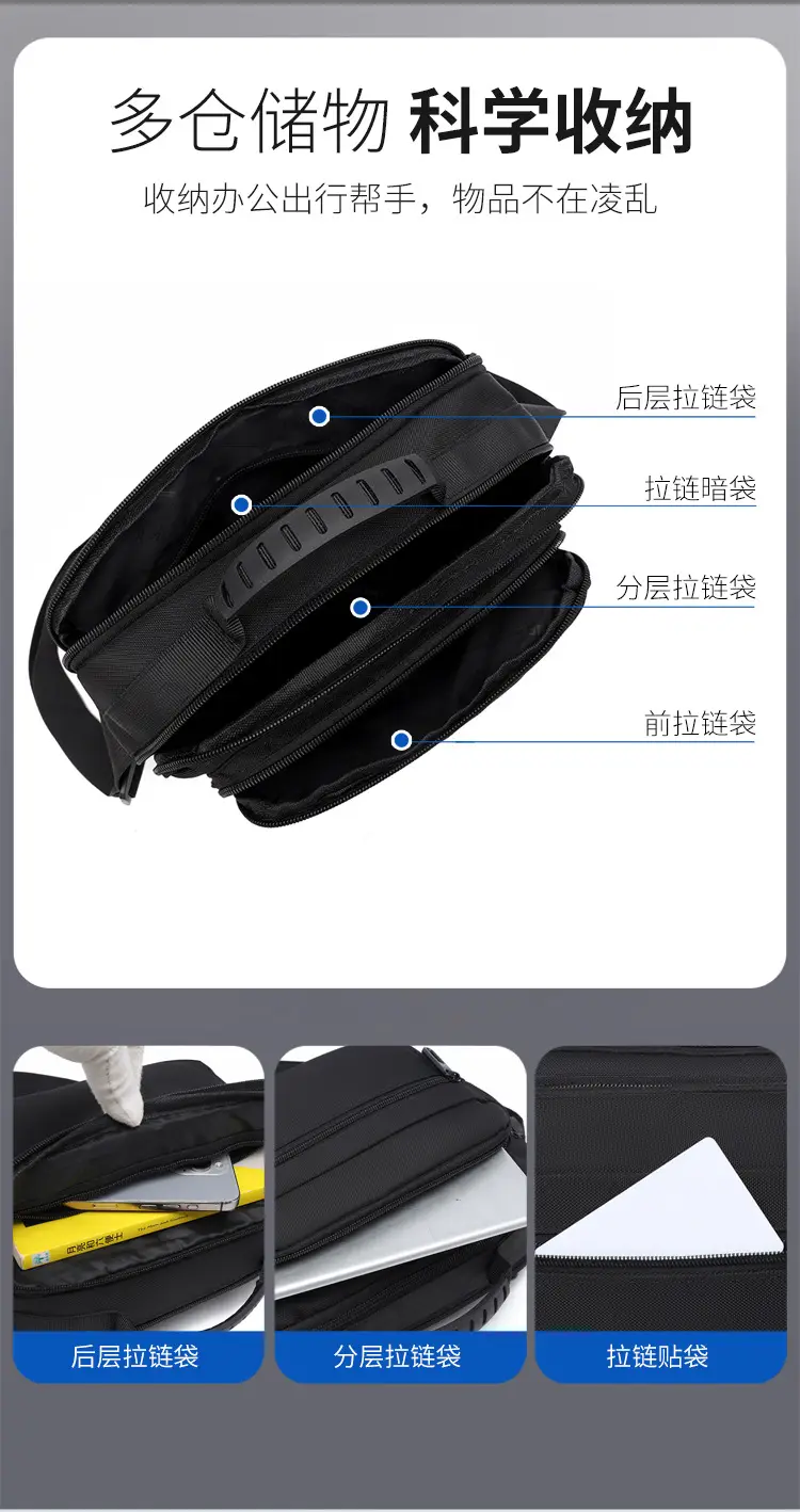Men's Black Crossbody Bag Oxford Cloth 2024 — feature 10