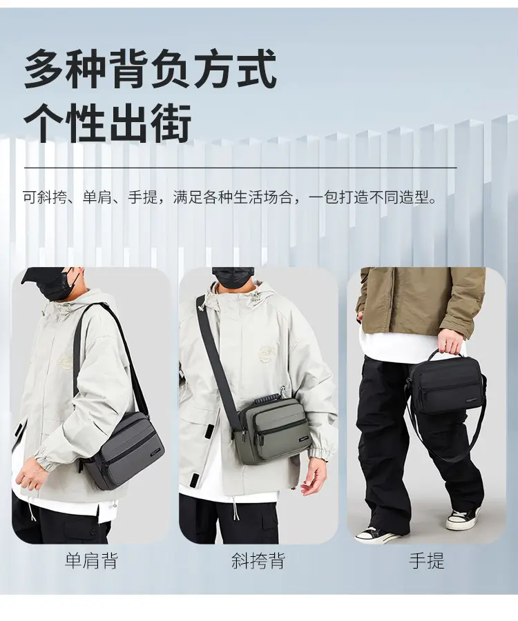 Men's Black Crossbody Bag Oxford Cloth 2024 — feature 14