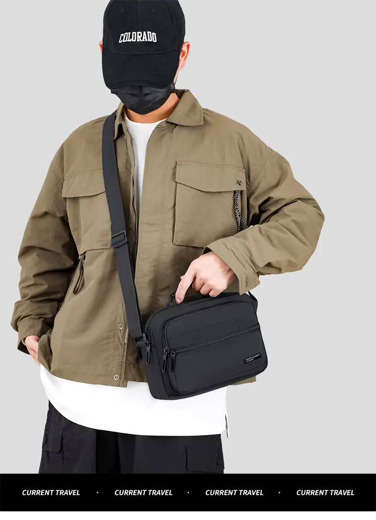 Men's Black Crossbody Bag Oxford Cloth 2024 — feature 15