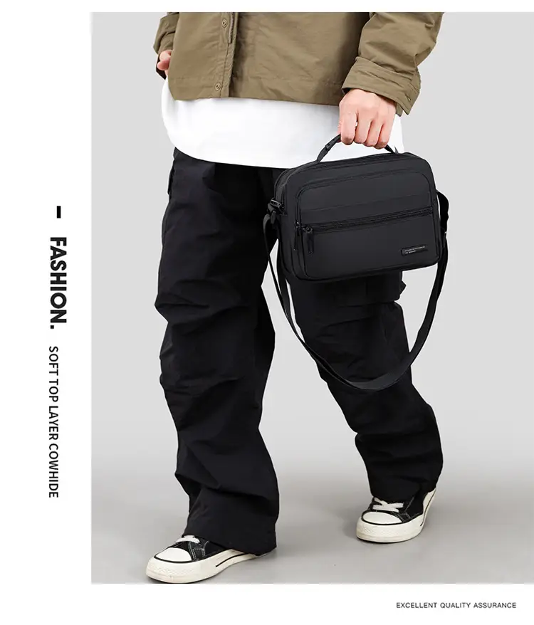 Men's Black Crossbody Bag Oxford Cloth 2024 — feature 16