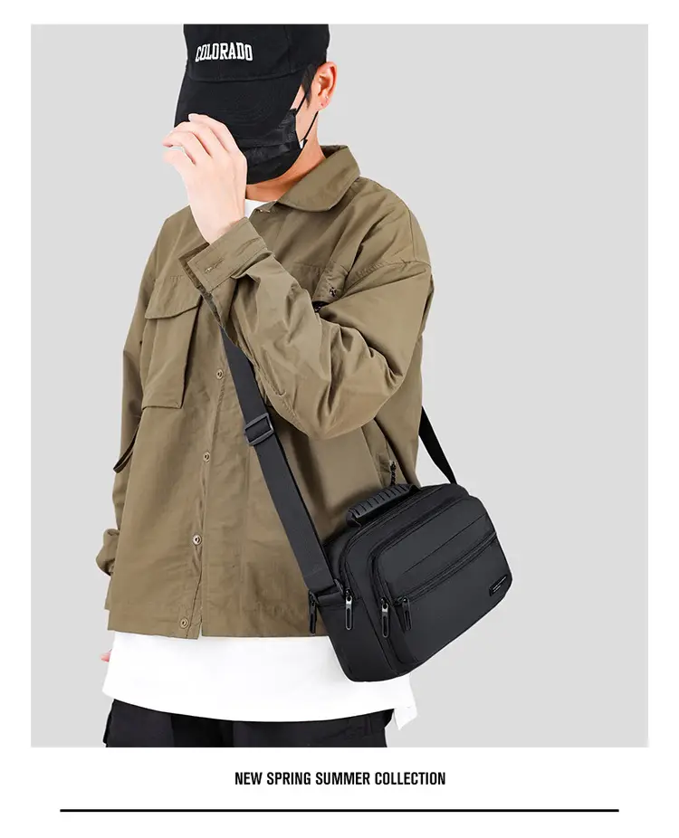 Men's Black Crossbody Bag Oxford Cloth 2024 — feature 17