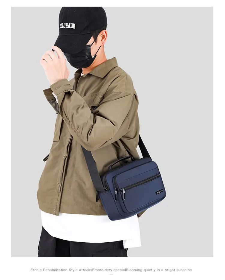 Men's Black Crossbody Bag Oxford Cloth 2024 — feature 19