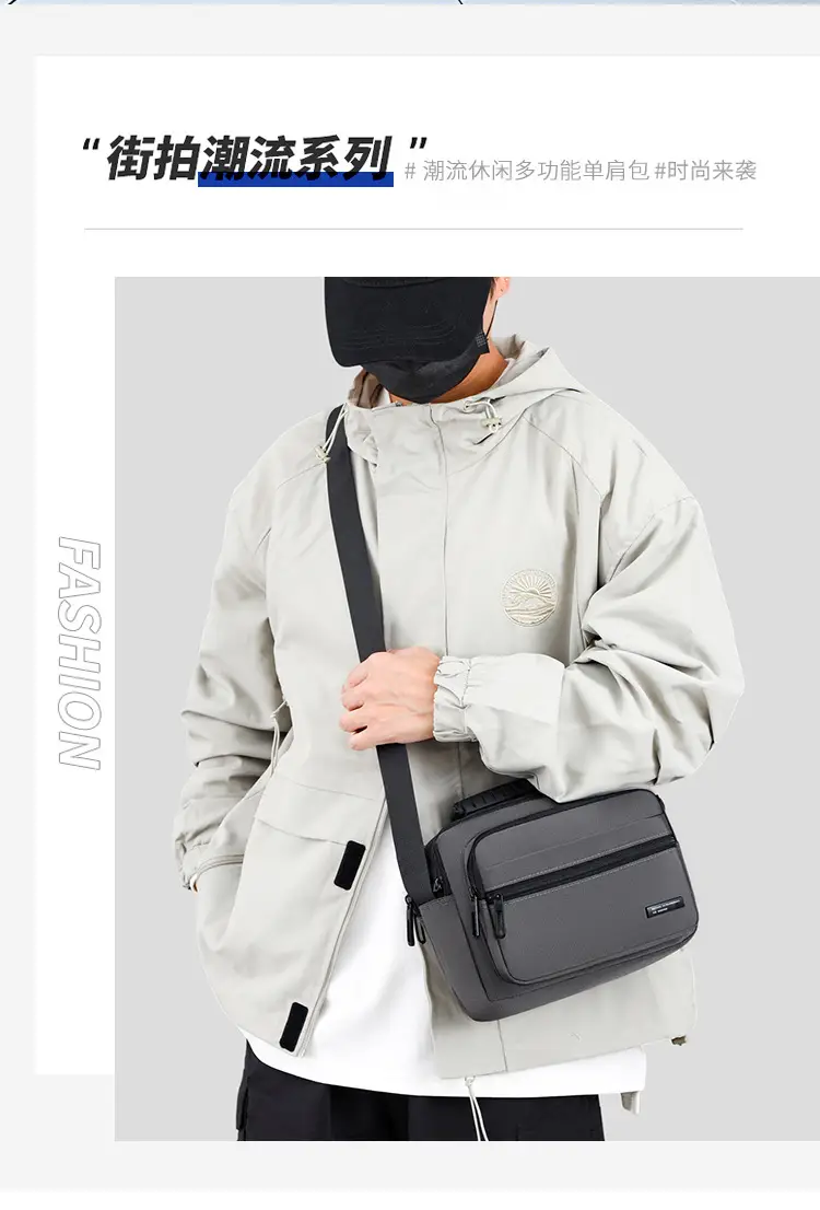 Men's Black Crossbody Bag Oxford Cloth 2024 — feature 4