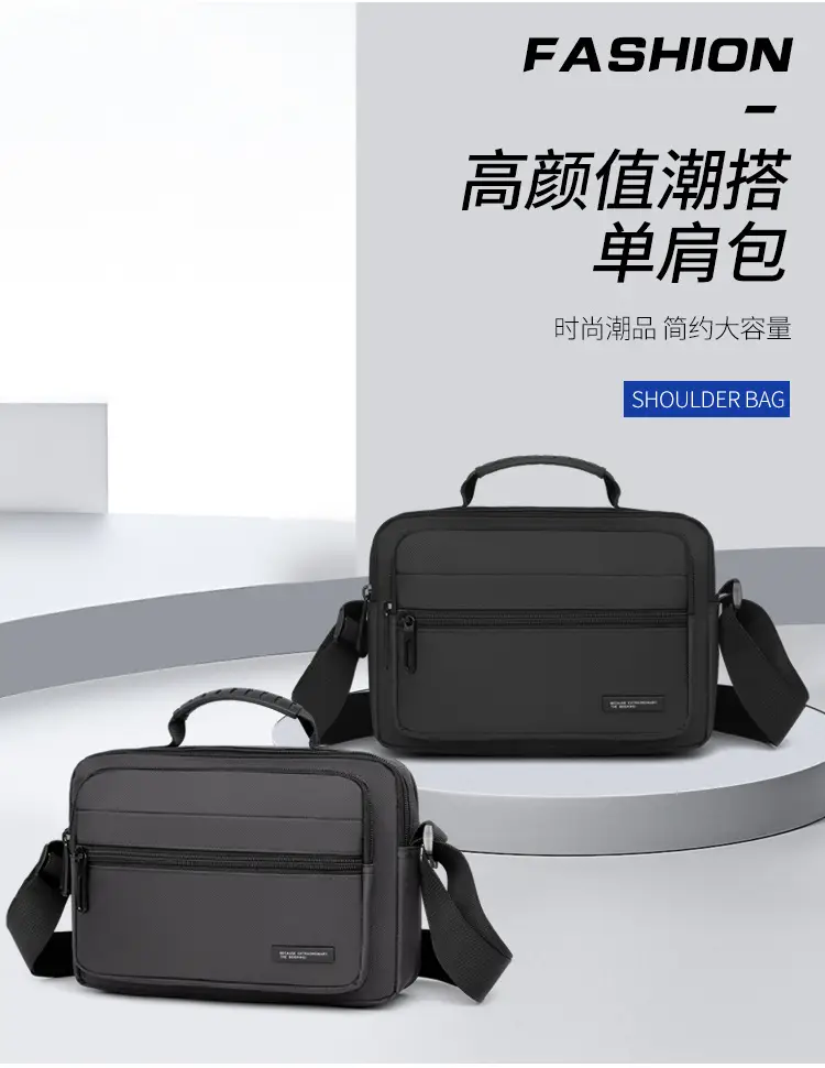 Men's Black Crossbody Bag Oxford Cloth 2024 — feature 5