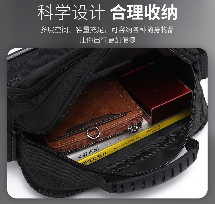 Men's Black Crossbody Bag Oxford Cloth 2024 — feature 9