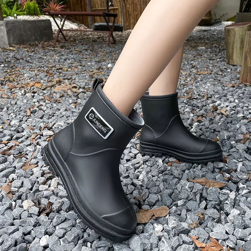 Rain Boots Women's Rubber Shoes Women's Adult Fashion Kitchen Work Non-Slip fleece-lined Rain Boots New Style Waterproof Shoes with Soft Sole - Image 12
